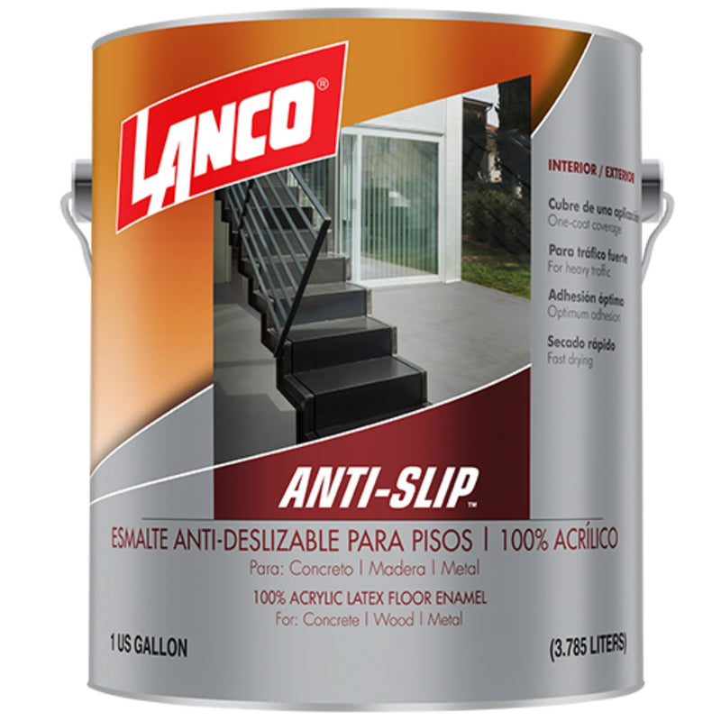 Pintura antideslizante para pisos Anti-Slip. Color Cleo (Gris) 1 Galón. Lanco.