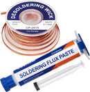 Pasta para soldar y mecha desoldadora. Pasta Flux Para Soldadura y trenza para remover soldadura.
