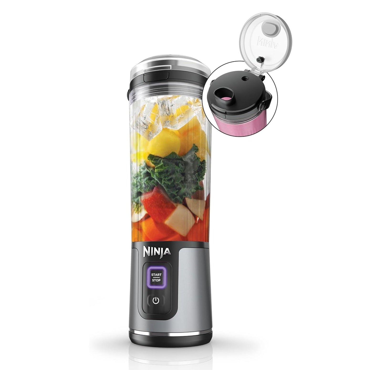 Licuadora personal Ninja Blast Black BC151. Minibatidora portátil, recargable, smoothies, batidos de proteínas, pica hielo y frutas congeladas.