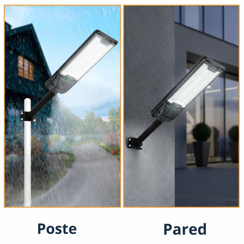 Lámpara Solar LED 300W 6500K 9000LM IP67 con Sensor de Movimiento y Control Remoto para Poste o Pared