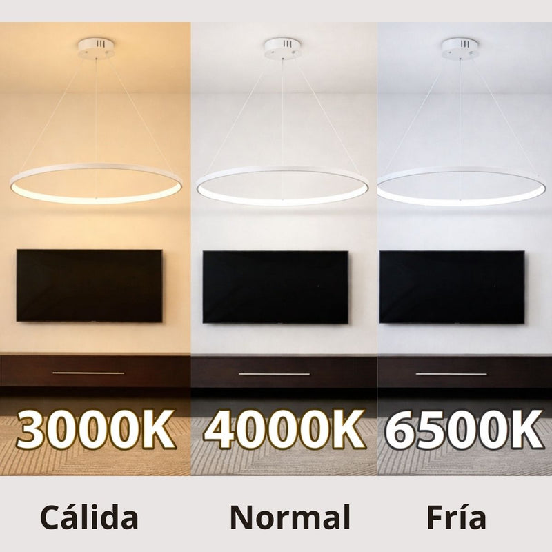 Lámpara Colgante LED Smart 37W 3500 Lúmenes Dimeable 3000K-6500K con App, Voz y Control Remoto. 1500x600mm