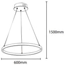 Lámpara Colgante LED Smart 37W 3500 Lúmenes Dimeable 3000K-6500K con App, Voz y Control Remoto. 1500x600mm