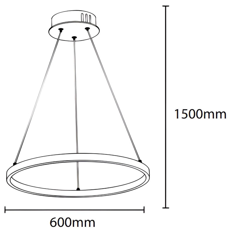Lámpara Colgante LED Smart 37W 3500 Lúmenes Dimeable 3000K-6500K con App, Voz y Control Remoto. 1500x600mm