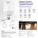 Bombillo LED Tipo T E27 20W 6500K 2000LM Luz Blanca Fría Alta Potencia IP20 Ahorro de Energía