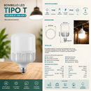 Bombillo LED Tipo T E27 70W 6500K 7000LM Luz Blanca Fría Alta Potencia IP20 Industrial Comercial