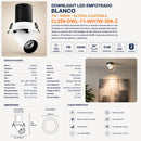 Downlight LED Empotrado Blanco 7W 3000K COB Bridgelux Ajustable 36° 710LM IP20 Techo Interior
