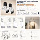 Downlight LED Empotrado Doble Blanco 14W 3000K COB Bridgelux Ajustable 36° 1220LM IP20 Interior