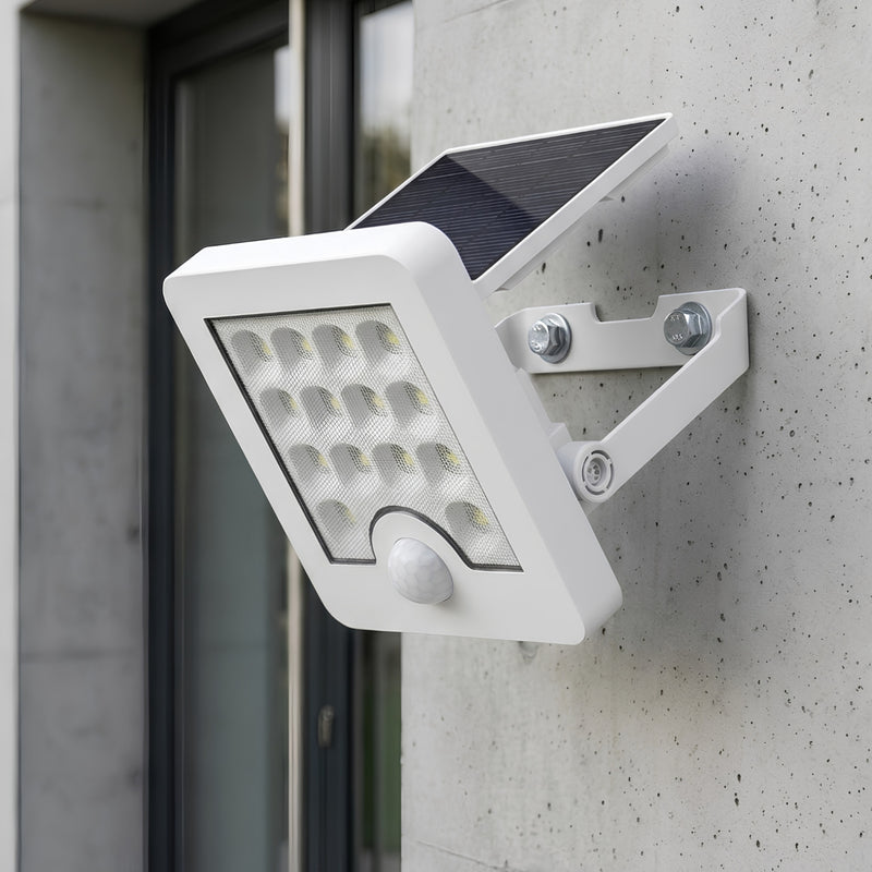 Lampara Solar de Pared LED 20W 800LM 6000K IP65 con Sensor de Movimiento para Exterior.