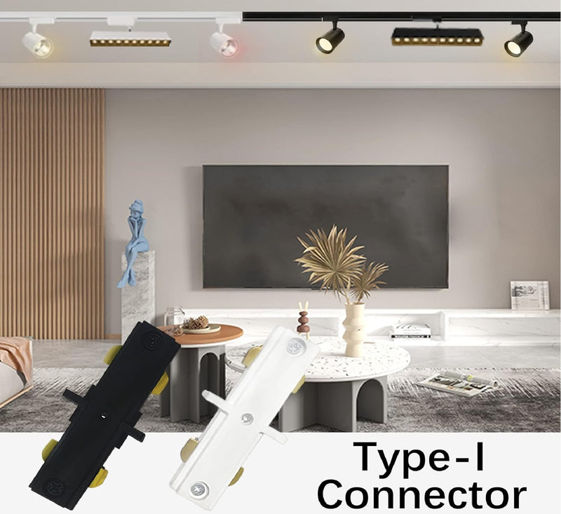 Conector Union entre Rieles Track sistema colgante color Negro