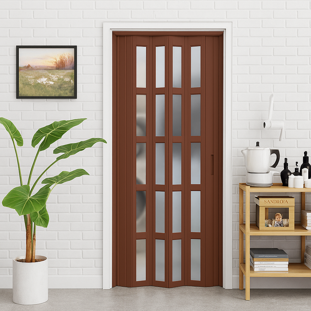 Puerta Plegable PVC Acordeón 215X100X1.2cm Marron oscuro| Resistente e Inteligente – Panamá