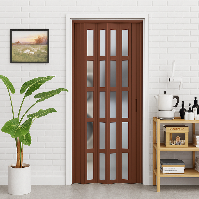 Puerta Plegable PVC Acordeón 215X100X1.2cm Marron oscuro| Resistente e Inteligente – Panamá