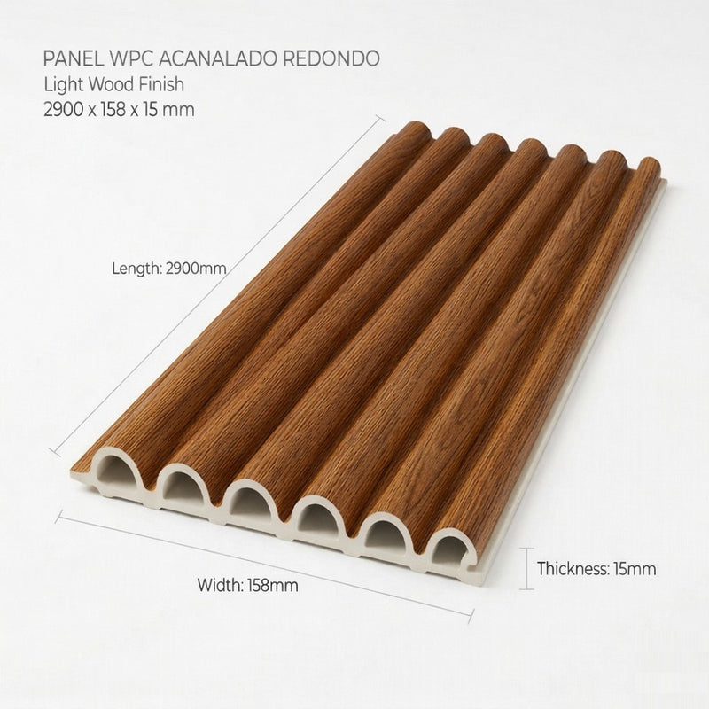 Panel WPC acanalado redondo Light Wood  2900*158*15mm