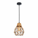 Lámpara Colgante Negra de Hierro con Pantalla de Rattan 1XE27 185x1000mm 110-240V Estilo Rústico Americano Minimalista Diseño Moderno e Industrial. Lámpara Colgante Rústica de Rattan