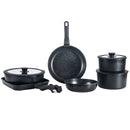 Juego de ollas y sartenes antiadherentes con asas desmontables. Set de 19 piezas, color negro. Modelo Bucatini Drija