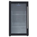 Refrigerador nevera mini de 85 litros con puerta de vidrio. Capacidad para 70 latas. Color Negro. Modelo Piave Drija