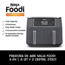 Freidora de aire doble, 6 en 1 Ninja. Air Fryer DZ201 de 7.5 lt antiadherente, con revestimiento de cerámica.