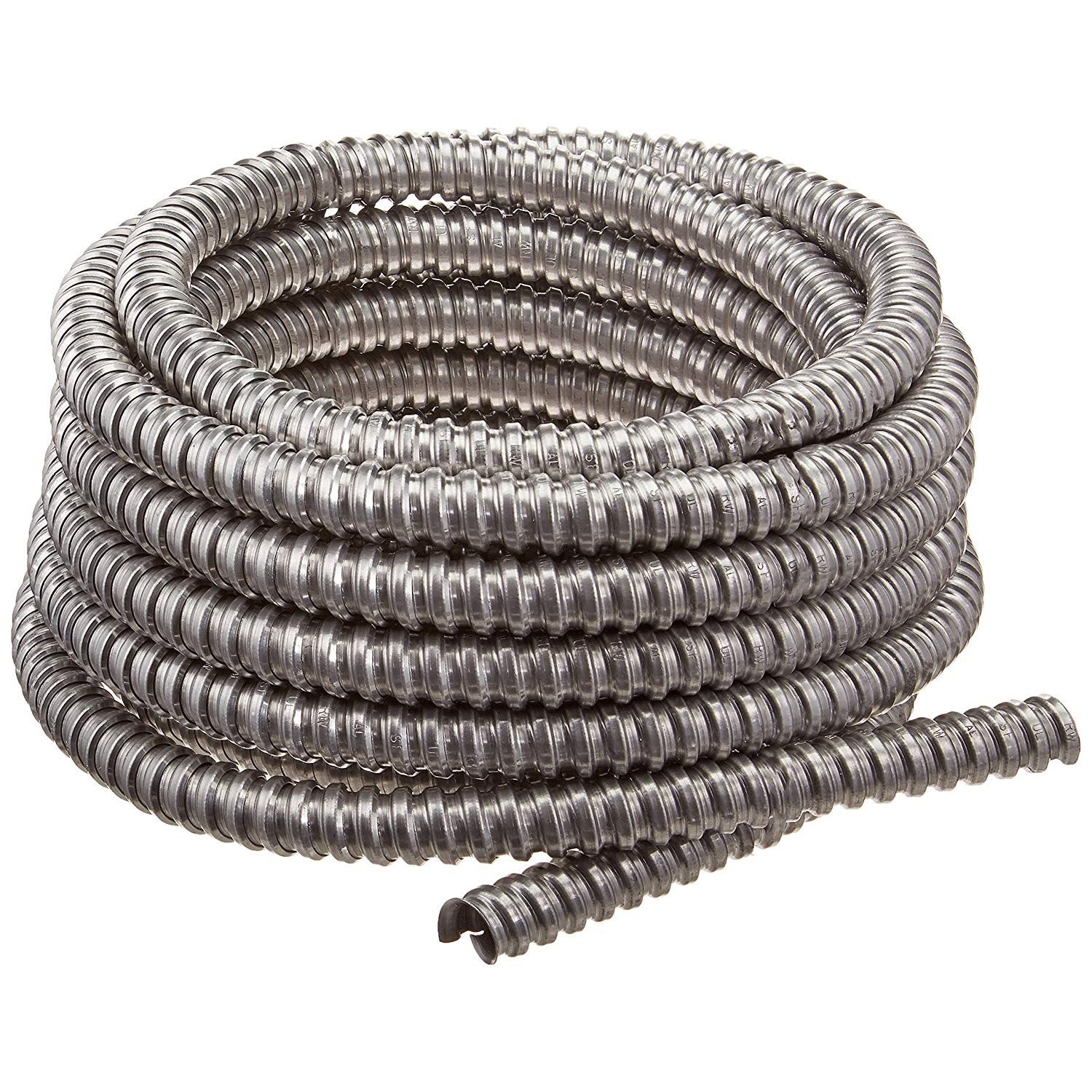 (Rollos de 15mts) tuberías Greenfield de Acero Galvanizado. Color Gris. Certificado UL-E508899.