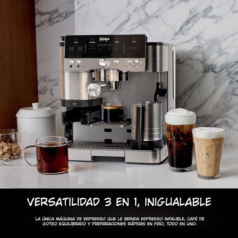 Máquina De Expresso Ninja Luxe Café Premier. Cafetera ES601 con moledor de café integrado.