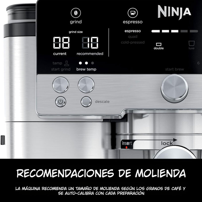 Máquina De Expresso Ninja Luxe Café Premier. Cafetera ES601 con moledor de café integrado.