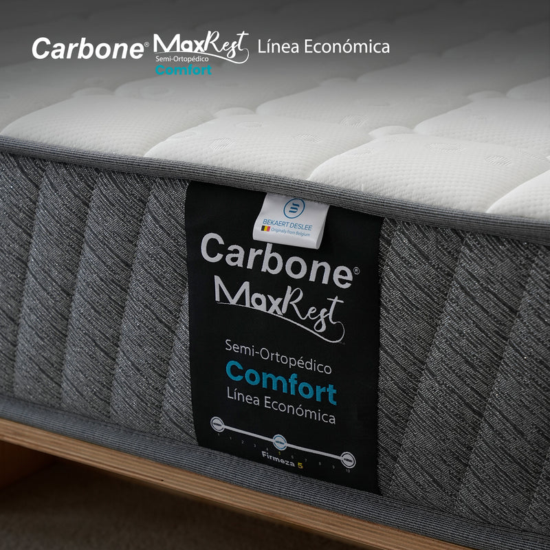 Colchones Semi-Ortopédicos Empacados al Vacío Max Rest. Línea económica con Resortes, 23cm (9") Espesor. Textil Bekaert Deslee Original de belgica Nivel de firmeza 5.