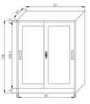 Gabinete armado estructura plegable dos repisas con puerta corredera de vidrio 1100X900X400mm