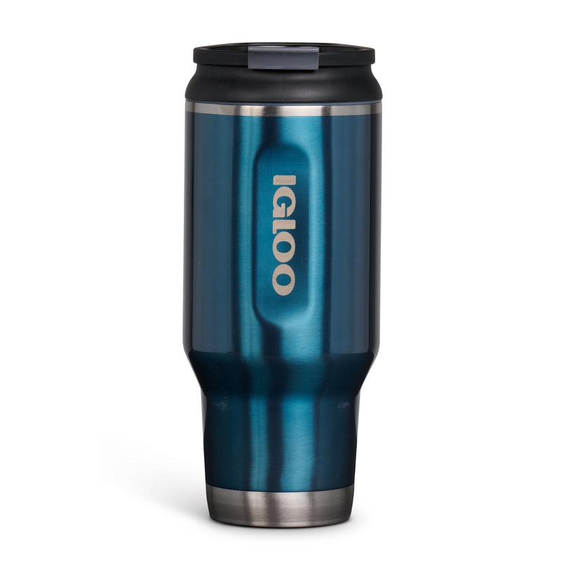 Botella de agua térmica 32oz Igloo. Vaso térmico para cafe de acero inoxidable color azul.