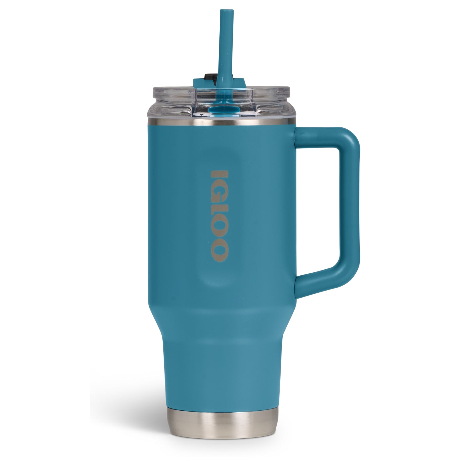 Botella De Agua Termo De 40Oz Igloo Travel. Vaso Térmico De Acero Inoxidable Con Carrizo. Color Turquesa.