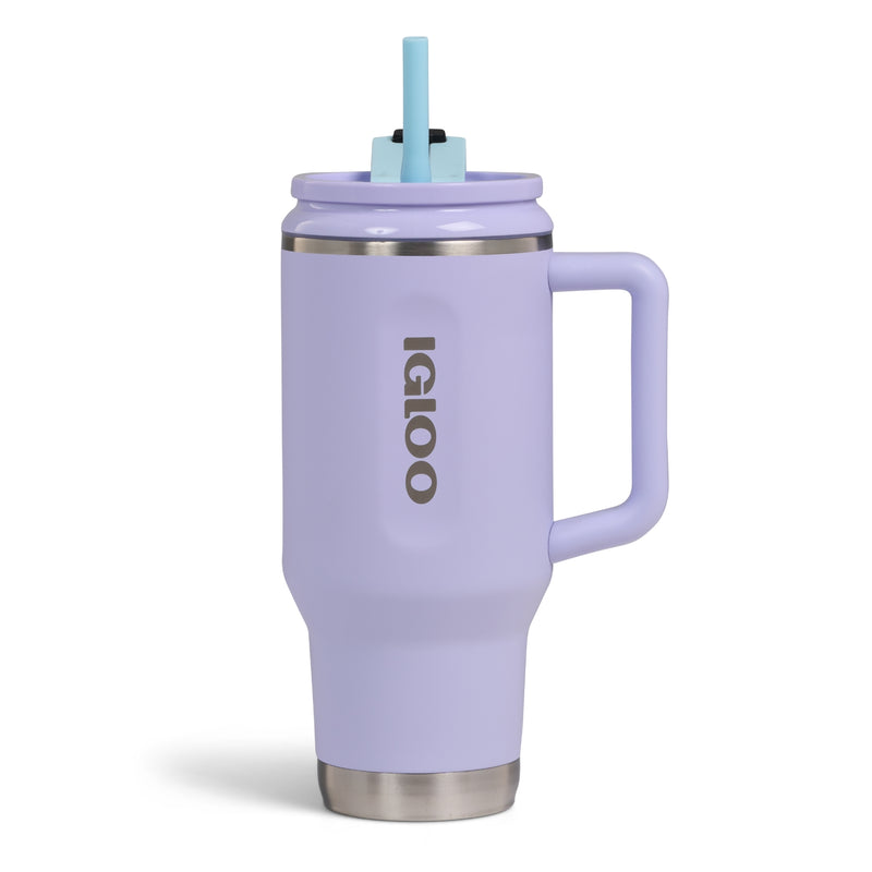 Botella De Agua Termo De 40Oz Igloo Travel. Vaso Térmico De Acero Inoxidable  Con Carrizo. Color Lila.
