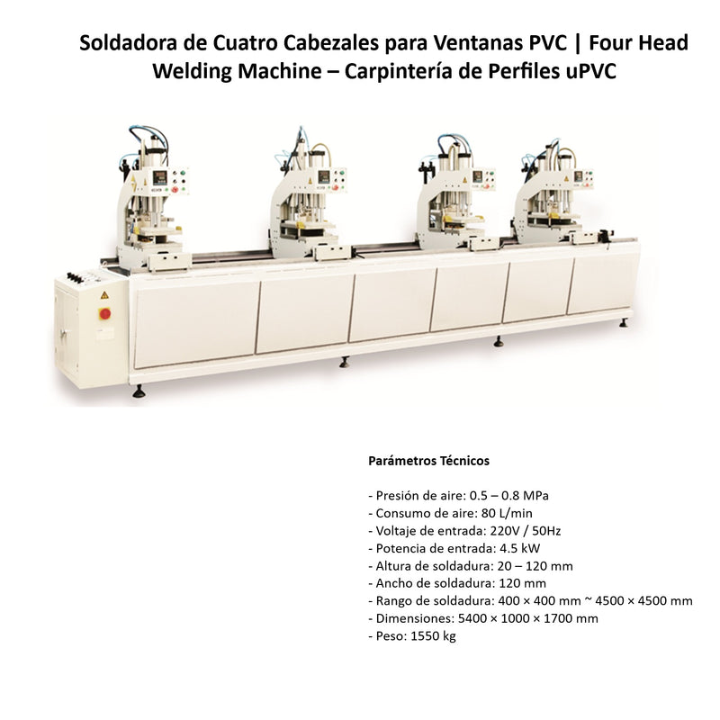 Soldadora de Cuatro Cabezales para Perfiles Ventanas PVC | Four Head Welding Machine – Carpintería de Perfiles uPVC