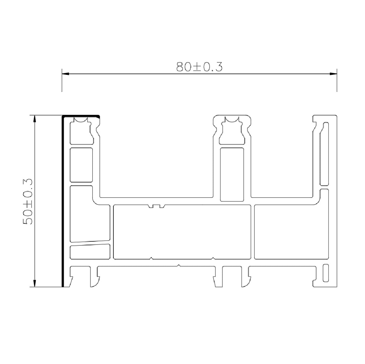 Perfil UPVC Marco perimetral Ventana corredera 80mm Serie UPView Carbone Espesor 2.5mm Largo 5.85m Color Negro Microtexturizado