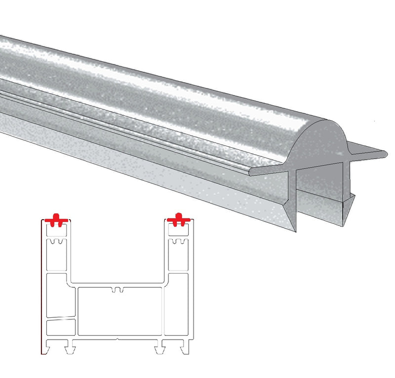 Perfil riel convexo deslizante de Aluminio refuerzo para via corredera en perfiles UPVC de Marco perimetral para puertas y ventanas de mayor peso Serie 60mm UPView
