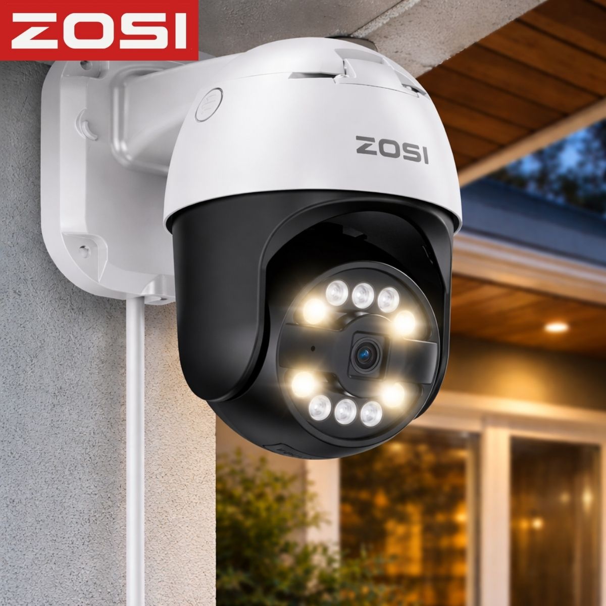 Cámara de Seguridad IP PoE PTZ 5MP Exterior 355° Pan 140° Tilt con Auto Seguimiento y Visión Nocturna 30m, Detección IA y Audio Bidireccional