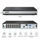 NVR PoE 16 Canales 8MP 4K con Compresión H.265+. Servidor de videovigilancia con Salida HDMI y VGA. Soporta Disco Duro hasta 8TB  (no incluido)