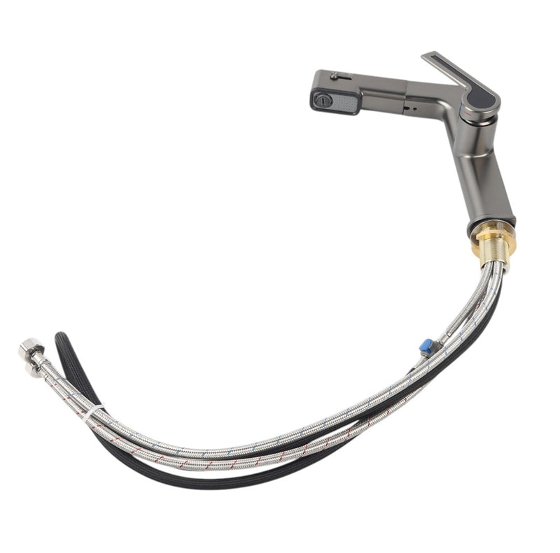 Grifo para lavamanos 29 cm Monomando manguera extraible pluma lavabo Gris mate de alta calidad