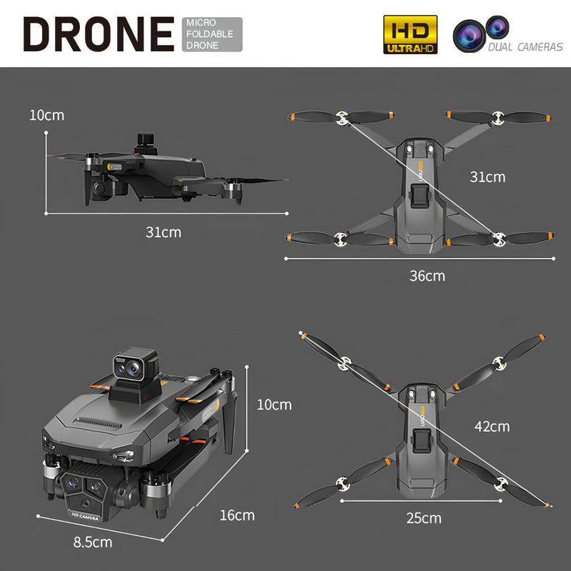 Drone Plegable Con Doble Cámara HD, GPS, Evitación De Obstáculos Y Transmisión FPV En Tiempo Real.