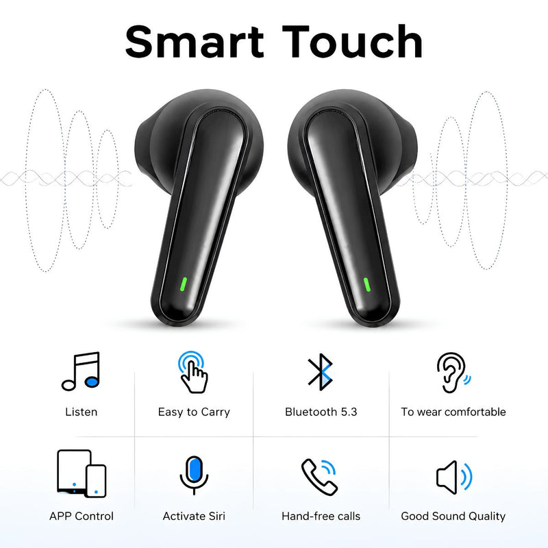 Audífonos Inalámbricos Bluetooth 5.0 TWS. Auriculares Con Audio Hi-Res, Pantalla LED Y Estuche De Carga USB-C. Color negro.