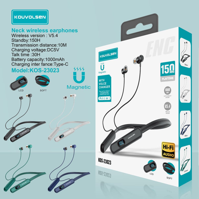 Audífonos Inalámbricos Bluetooth 5.4 De Cuello. Auriculares Hi-Fi Con Micrófono ENC y Pantalla LCD. Color Aleatorio.