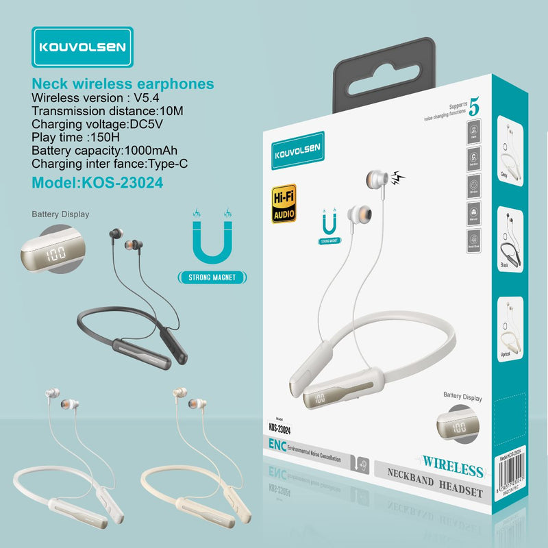Audífonos Inalámbricos Bluetooth 5.4 De Cuello. Auriculares Hi-Fi Con Cancelación De Ruido ENC. Color Aleatorio.