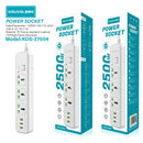 Regleta Multitoma Universal De 3 Enchufes Con 3 Puertos USB. Potencia De 2500W, Cable De 2M y Protección Contra Sobrecalentamiento.