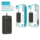 Regleta Multitoma Universal De 3000W Con 3 Enchufes, 4 Puertos USB Y 2 Puertos USB-C. Cable De 2 M, Interruptor Integrado Y Carga Rápida 3.4A.
