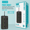 Regleta Multitoma Universal De 3000W Con 3 Enchufes, 4 Puertos USB Y 2 Puertos USB-C. Cable De 2 M, Interruptor Integrado Y Carga Rápida 3.4A.
