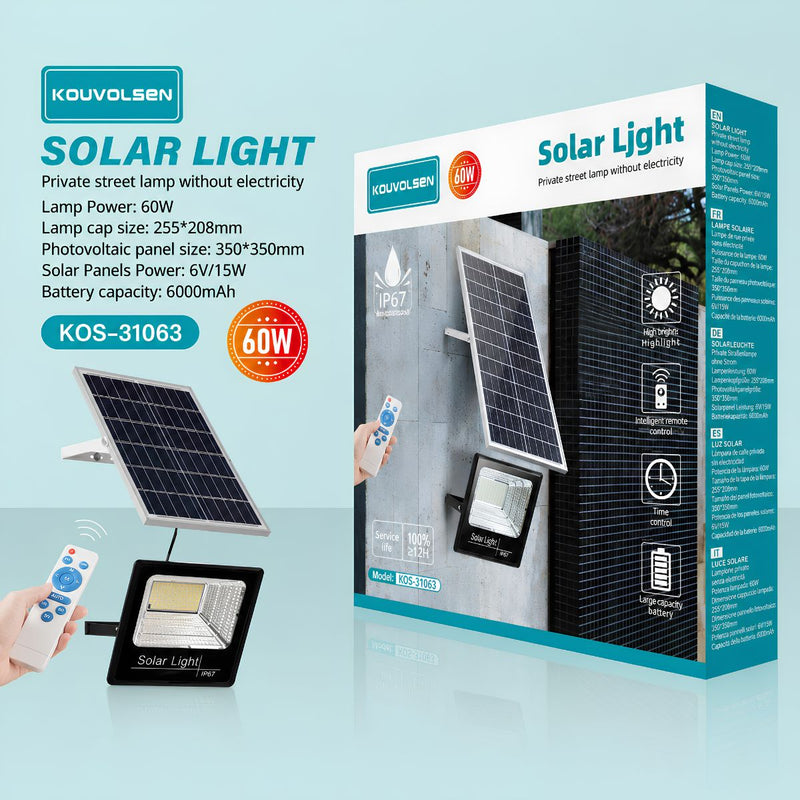 Reflector Solar LED Para Exterior Con Control Remoto. 281 LEDs SMD. Lampara Luz con panel solar Para Patio o Jardín IP67. Cubre Hasta 150m².