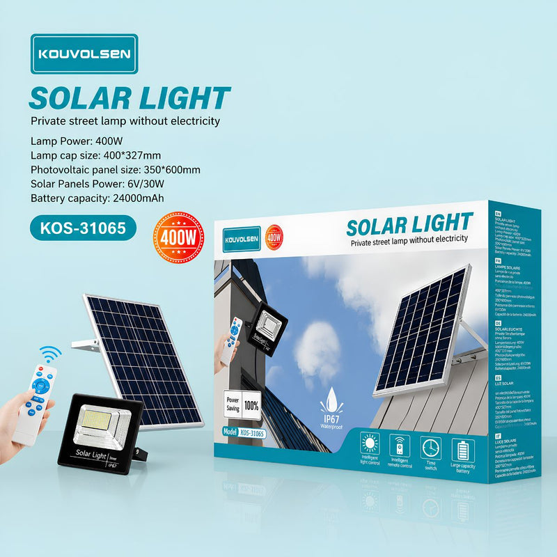 Reflector Solar LED Para Exterior Con Control Remoto. 550 LEDs SMD. Lampara Luz con panel solar Para Patio Y Jardín IP67. Cubre Hasta 200m².