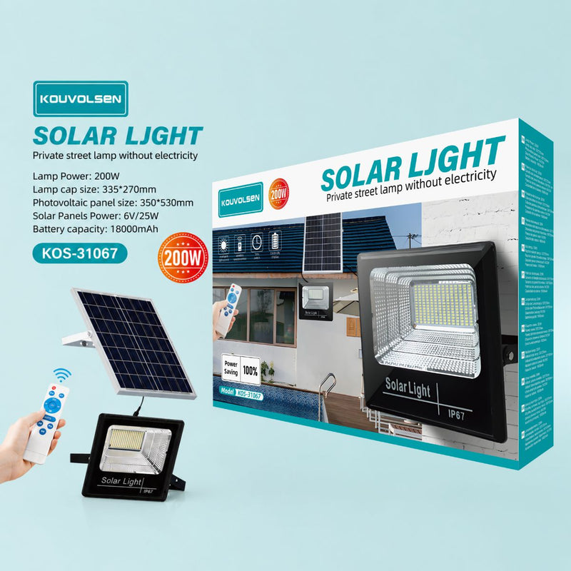 Reflector Solar LED Para Exterior con Control Remoto. Lampara Luz de 571 LEDs SMD con panel solar Para Patio Y Jardín IP67. Cubre Hasta 200m².