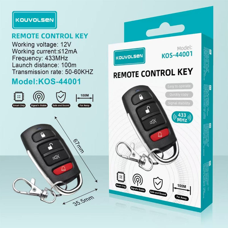Control Remoto Universal 433MHz para Portones, Puertas Automáticas y Barreras. Copiador de Código RF de 4 Botones.