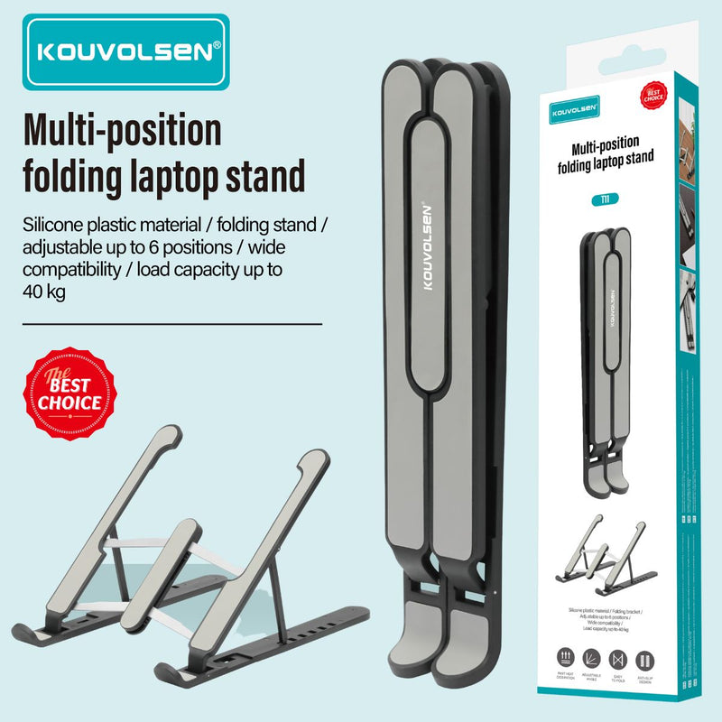 Soporte Plegable Para Laptop De Escritorio. Base Ajustable De 6 Niveles Con Diseño Antideslizante. Soporta Hasta 40 Kg.
