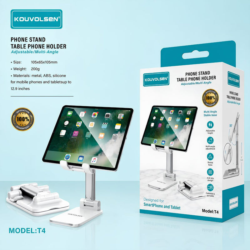Soporte Ajustable Para Celular Y Tablet De Escritorio. Base Plegable Antideslizante para Dispositivos De Hasta 12.9".