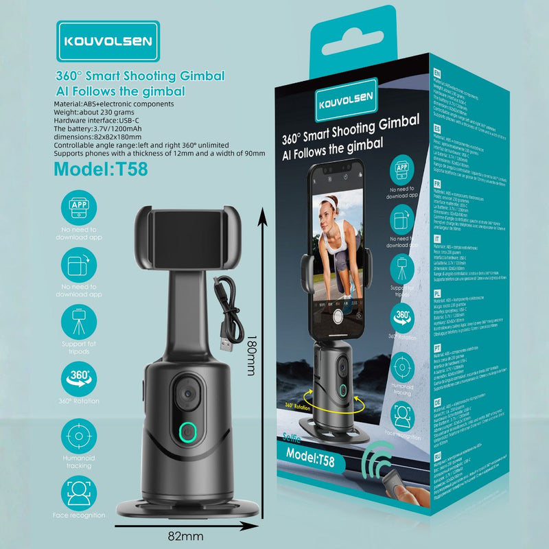 Soporte para celular Giratorio Inteligente 360° Con Seguimiento Facial Automático. Base Motorizada recargable Para smartphone.
