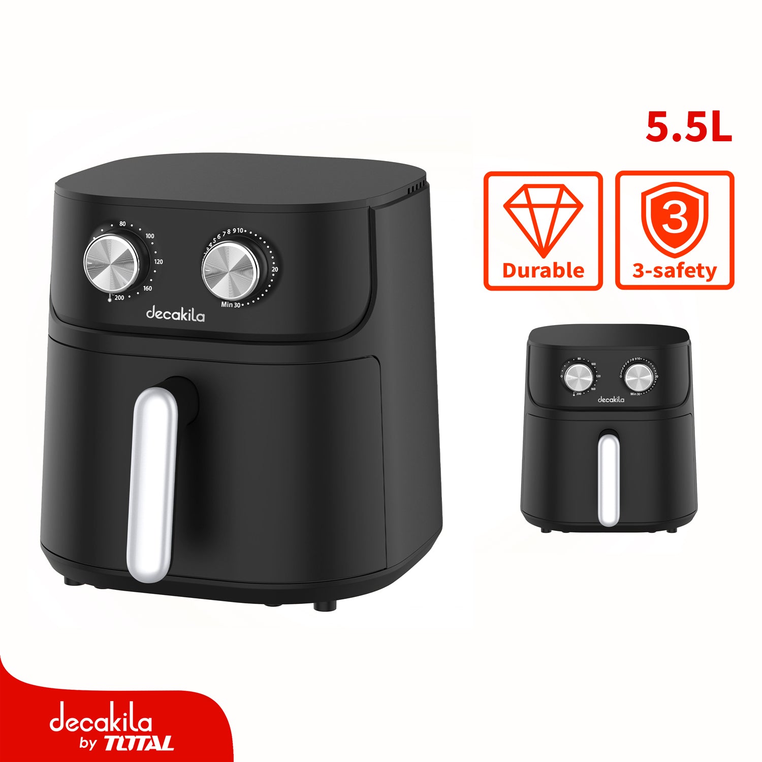 Freidora de Aire 5.5L 1500W Rango 80-200º Temporizador 60 mins. Air Fryer