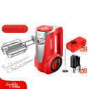 Batidora de mano inalámbrica roja 125W. 16V. 7 Velocidades. Incluye batería y cargador.